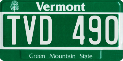 VT license plate TVD490