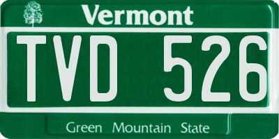 VT license plate TVD526