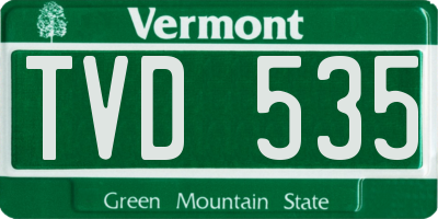 VT license plate TVD535