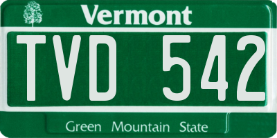 VT license plate TVD542