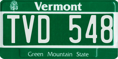 VT license plate TVD548