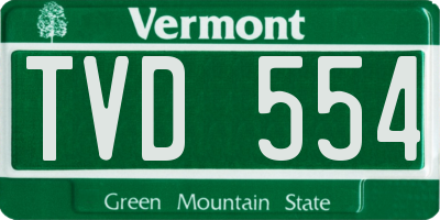VT license plate TVD554