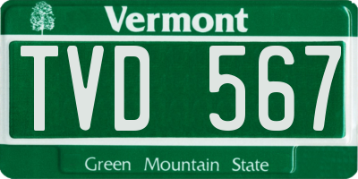 VT license plate TVD567