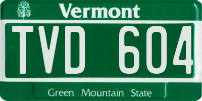 VT license plate TVD604