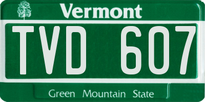 VT license plate TVD607
