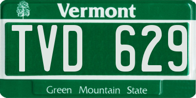 VT license plate TVD629