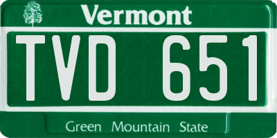 VT license plate TVD651
