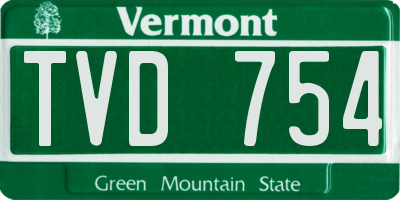 VT license plate TVD754