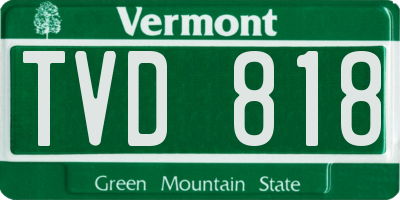 VT license plate TVD818