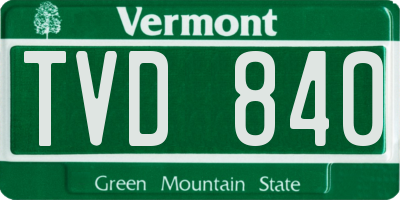 VT license plate TVD840