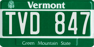 VT license plate TVD847