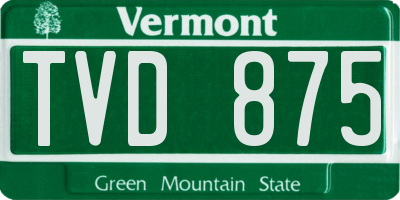 VT license plate TVD875