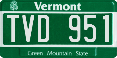 VT license plate TVD951