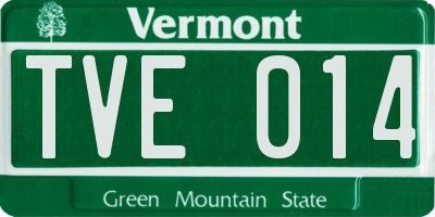 VT license plate TVE014