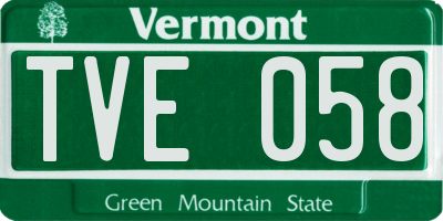 VT license plate TVE058