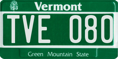 VT license plate TVE080