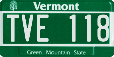 VT license plate TVE118