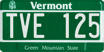VT license plate TVE125