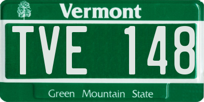 VT license plate TVE148