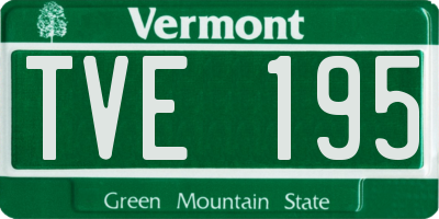 VT license plate TVE195