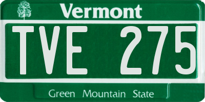 VT license plate TVE275