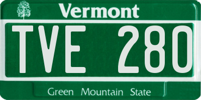 VT license plate TVE280