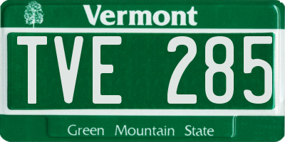 VT license plate TVE285