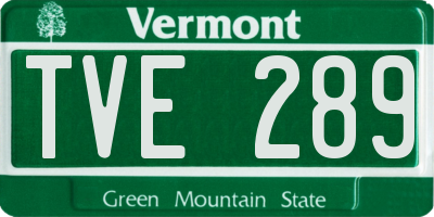VT license plate TVE289