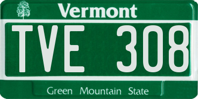 VT license plate TVE308