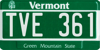 VT license plate TVE361