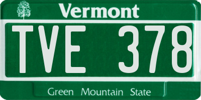 VT license plate TVE378