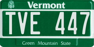 VT license plate TVE447