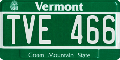 VT license plate TVE466