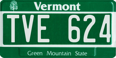 VT license plate TVE624