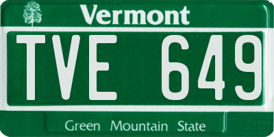 VT license plate TVE649