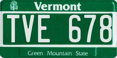 VT license plate TVE678