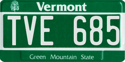 VT license plate TVE685