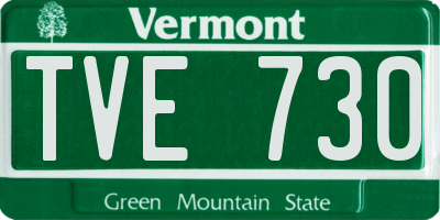VT license plate TVE730