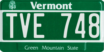 VT license plate TVE748