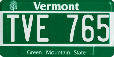 VT license plate TVE765