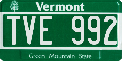 VT license plate TVE992