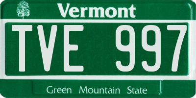 VT license plate TVE997