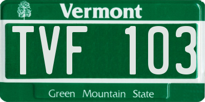 VT license plate TVF103