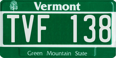 VT license plate TVF138