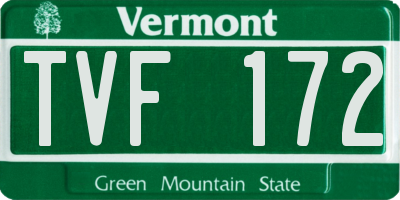 VT license plate TVF172