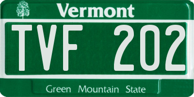 VT license plate TVF202
