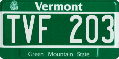 VT license plate TVF203