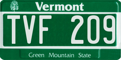 VT license plate TVF209