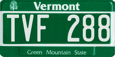 VT license plate TVF288