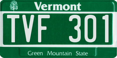 VT license plate TVF301